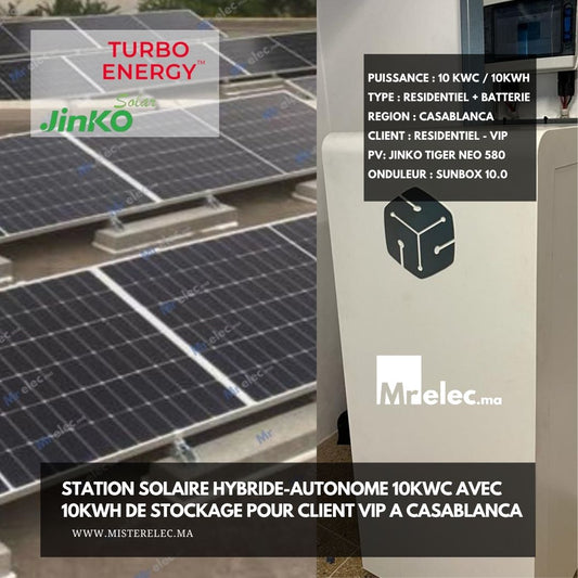 STATION SOLAIRE HYBRIDE-AUTONOME 10KWc avec  10KWh de stockage POUR CLIENT VIP A CASABLANCA