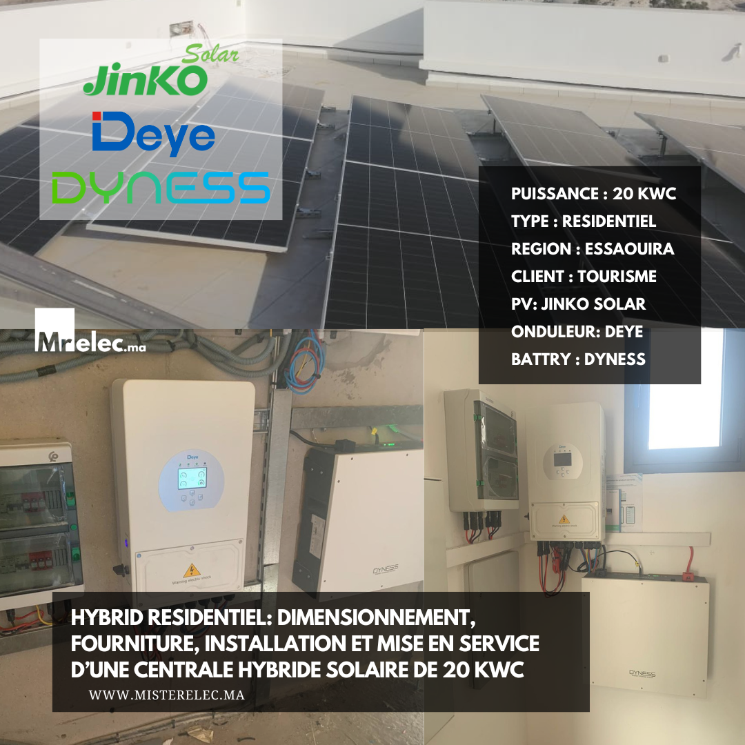 Hybride résidentiel: dimensionnement, installation et mise en service d’une centrale hybride solaire de 20 kWc