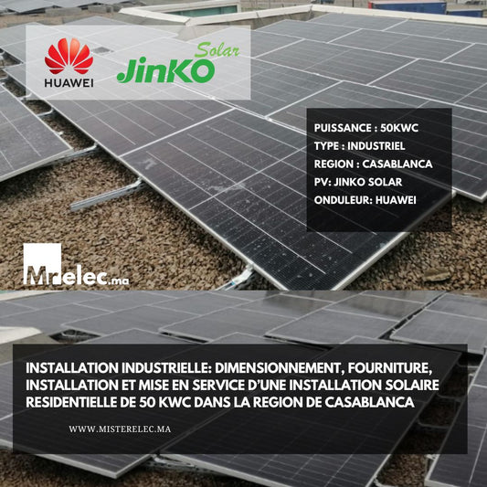 Centrale Solaire ON GRID 50KW pour notre partenaire Industriel à CASABLANCA