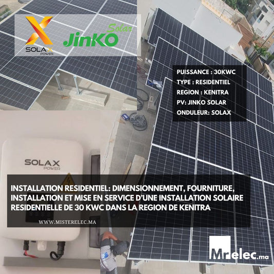 Dimensionnement, FOURNITURE, installation et mise en service d’une INSTALLATION hybride RESIDENTIELLE de 30 kWc dans la région de KENITRA