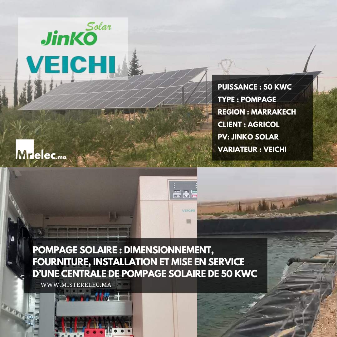 Dimensionnent, Fourniture, installation et mise en service d'une Station de pompage Solaire 50KWc - Province de Chichaoua
