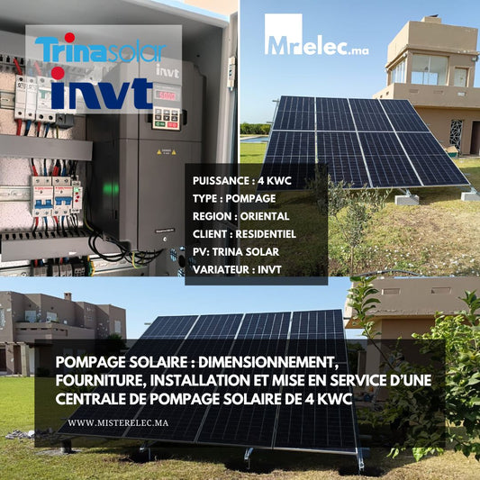 Dimensionnent, Fourniture, installation et mise en service d'une Station de pompage Solaire 4KWc - Région de casablanca