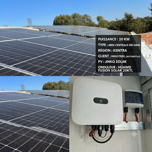 Mini-Centrale Solaire ON-GRID 20 kW pour un leader de l’Automobile à Kénitra