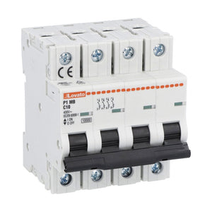 Disjoncteurs miniatures magnétothermique, 4Poles, Courbe C, 10kA, de 1A à 125A, LOVATO